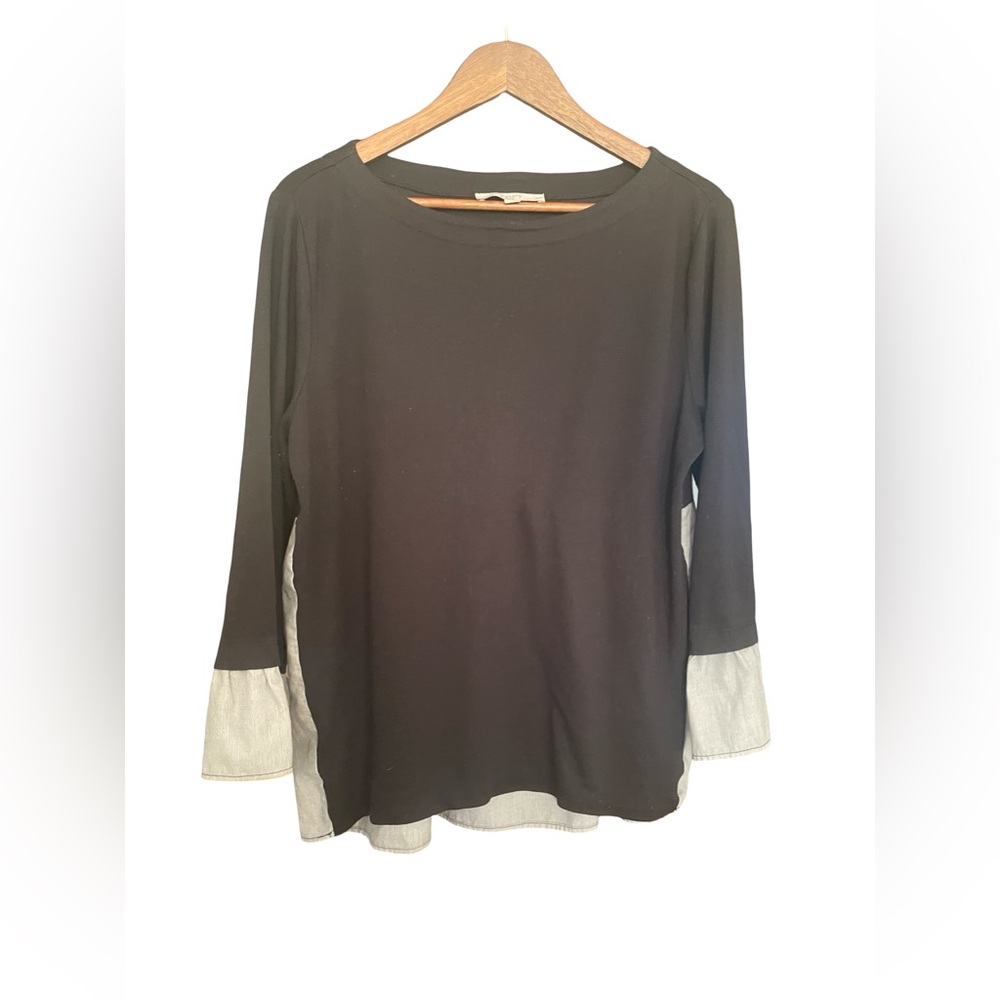 LOFT Black and Cream Long Sleeve shirt and jersey mix top
